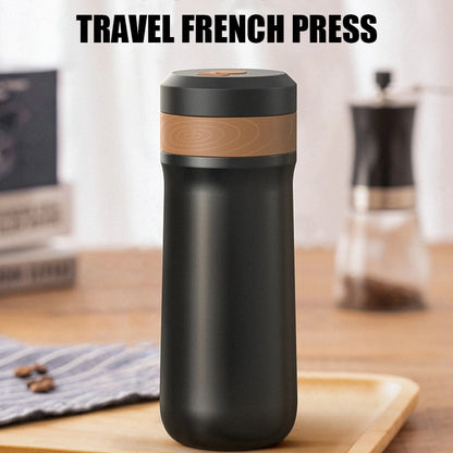 French Press Coffee Maker 2-Layer Filter Mesh Double Walled Stainless Steel Vacuum Insulated Coffee Tea for Travel Office