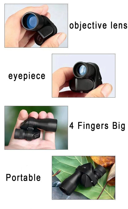 Portable HD Mini Pocket Monocular Telescope High Magnification Zoom Outdoor Fishing Telescope for Hunting Camping Mountaineering