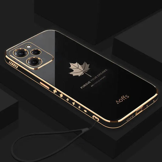 Pocox5 Luxury Maple Leaf Lanyard Case On For Xiaomi Mi Poco X5 Pro X5pro X3 Nfc X3pro Plating Silicone Cover Note 12 12pro 5g