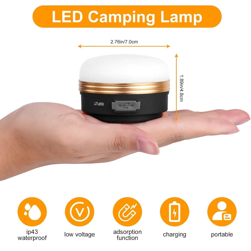 LED Camping Lantern 3Modes COB High Power Portable Rechargeable with Magnet Base Power Bank for Outdoor Emergency Hiking