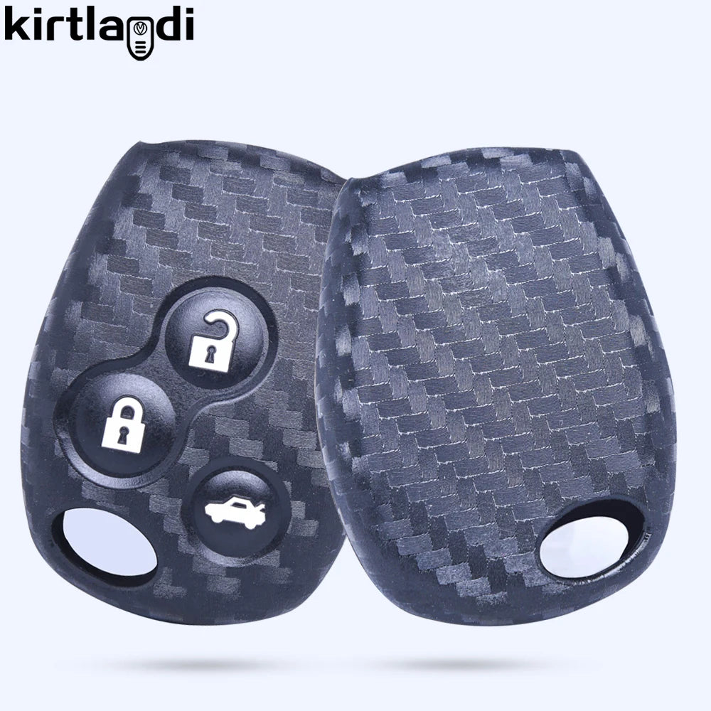 Carbon Fiber Silicone Key Case For Nissan Terrano 2019 Opel Vivaro Renault Trafic Primastar Movano Logan 2 For Benz Smart Fortwo