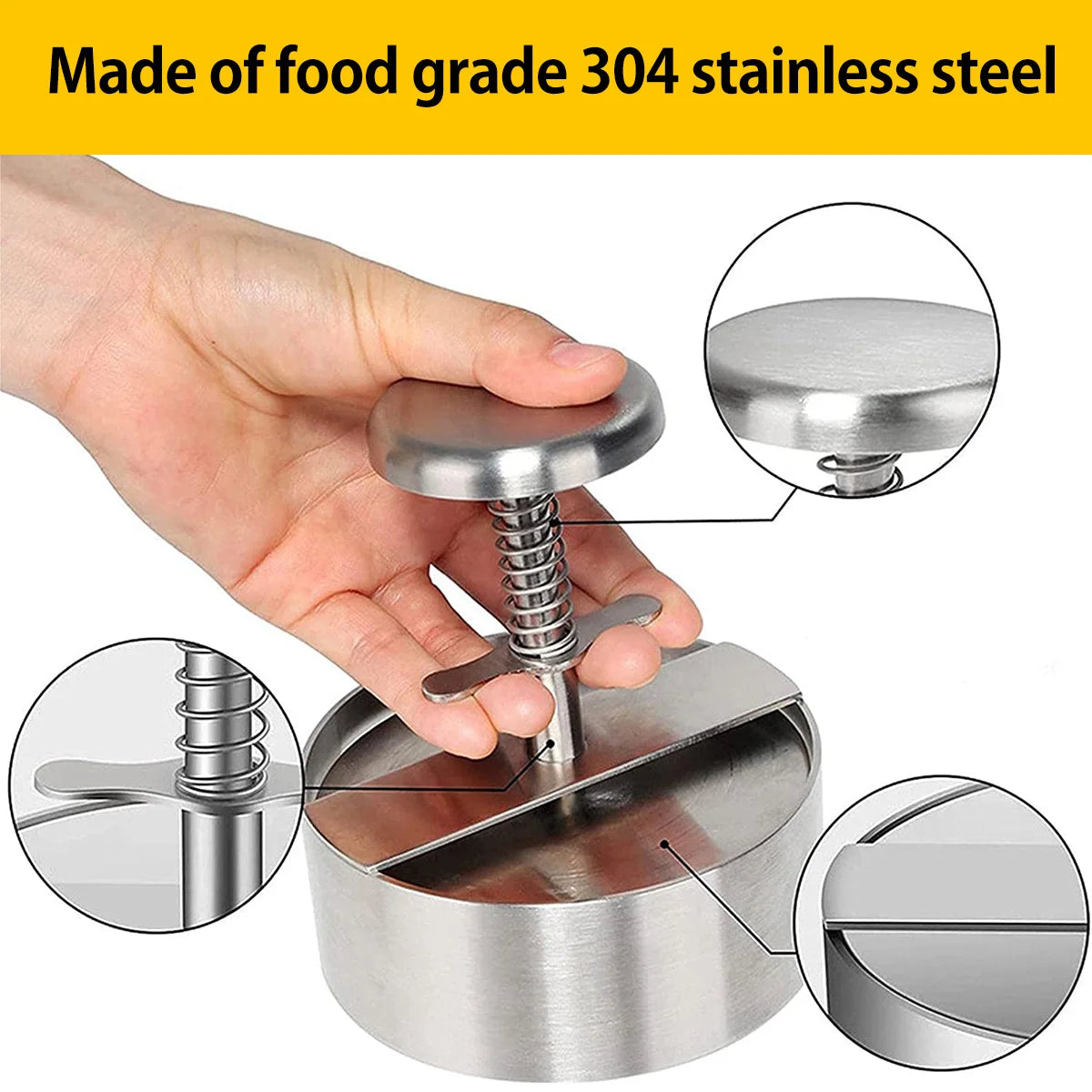 Hamburger Press Hamburger Patty Maker 304 Stainless Steel Non-Stick Burger Press for Making Meat Patties and Thin Burgers